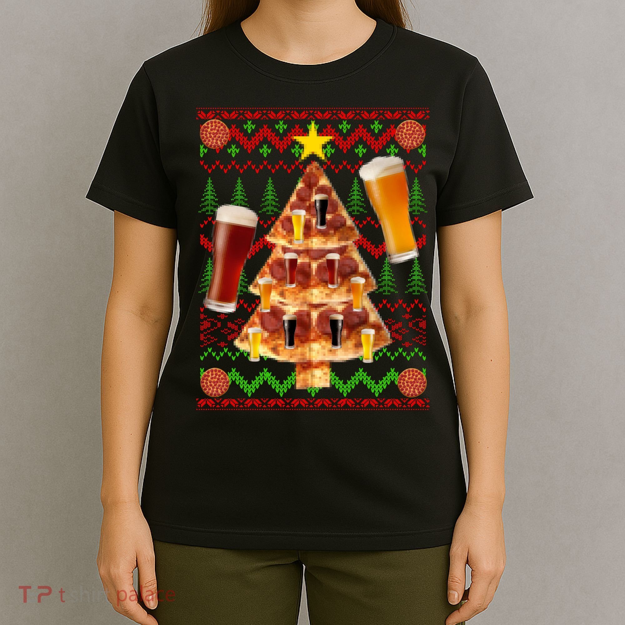Pizza and Beer Ugly Christmas Sweater T-Shirt