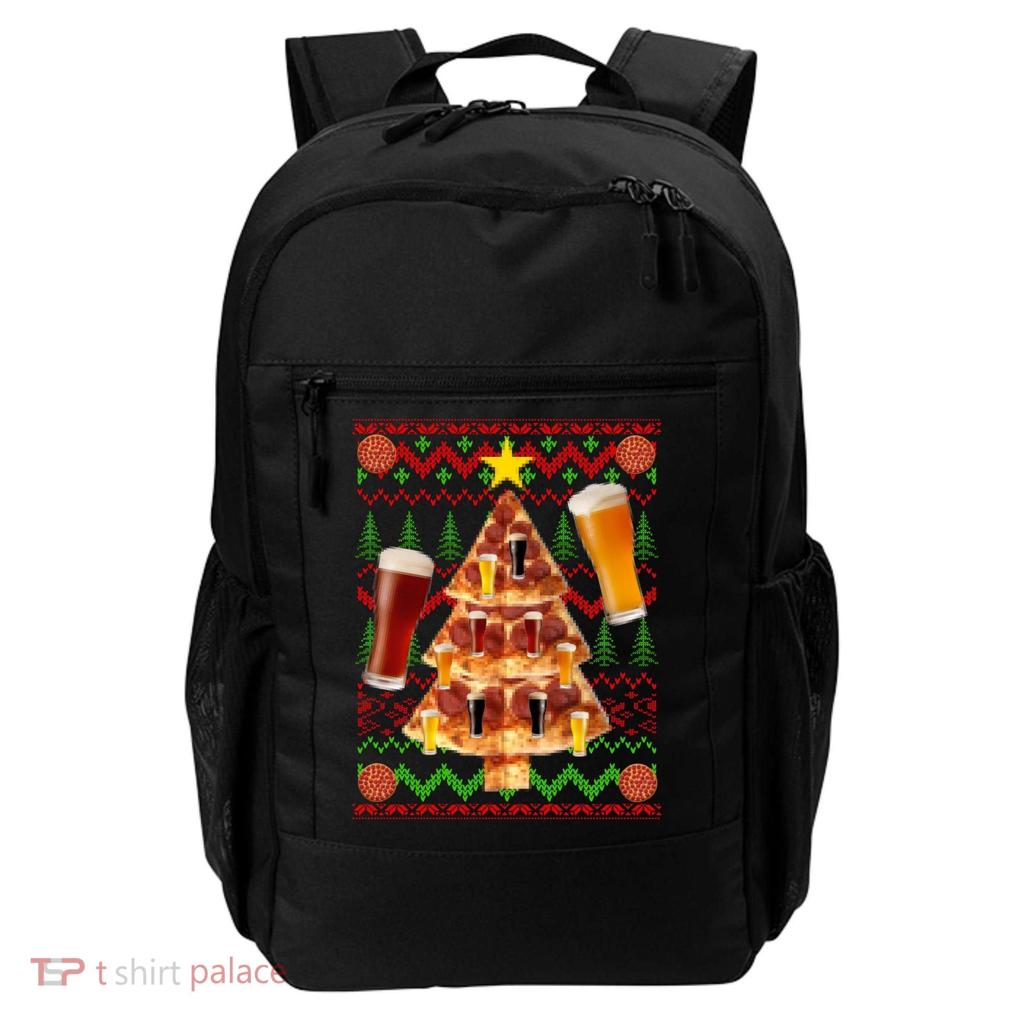 Pizza and Beer Ugly Christmas Sweater Backpack