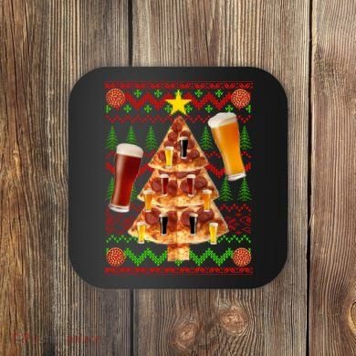 Pizza and Beer Ugly Christmas Sweater Coaster