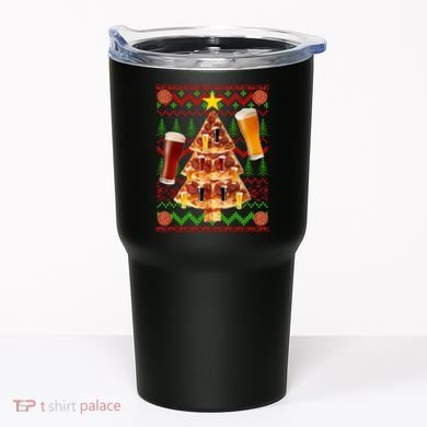 Pizza and Beer Ugly Christmas Sweater Tumbler
