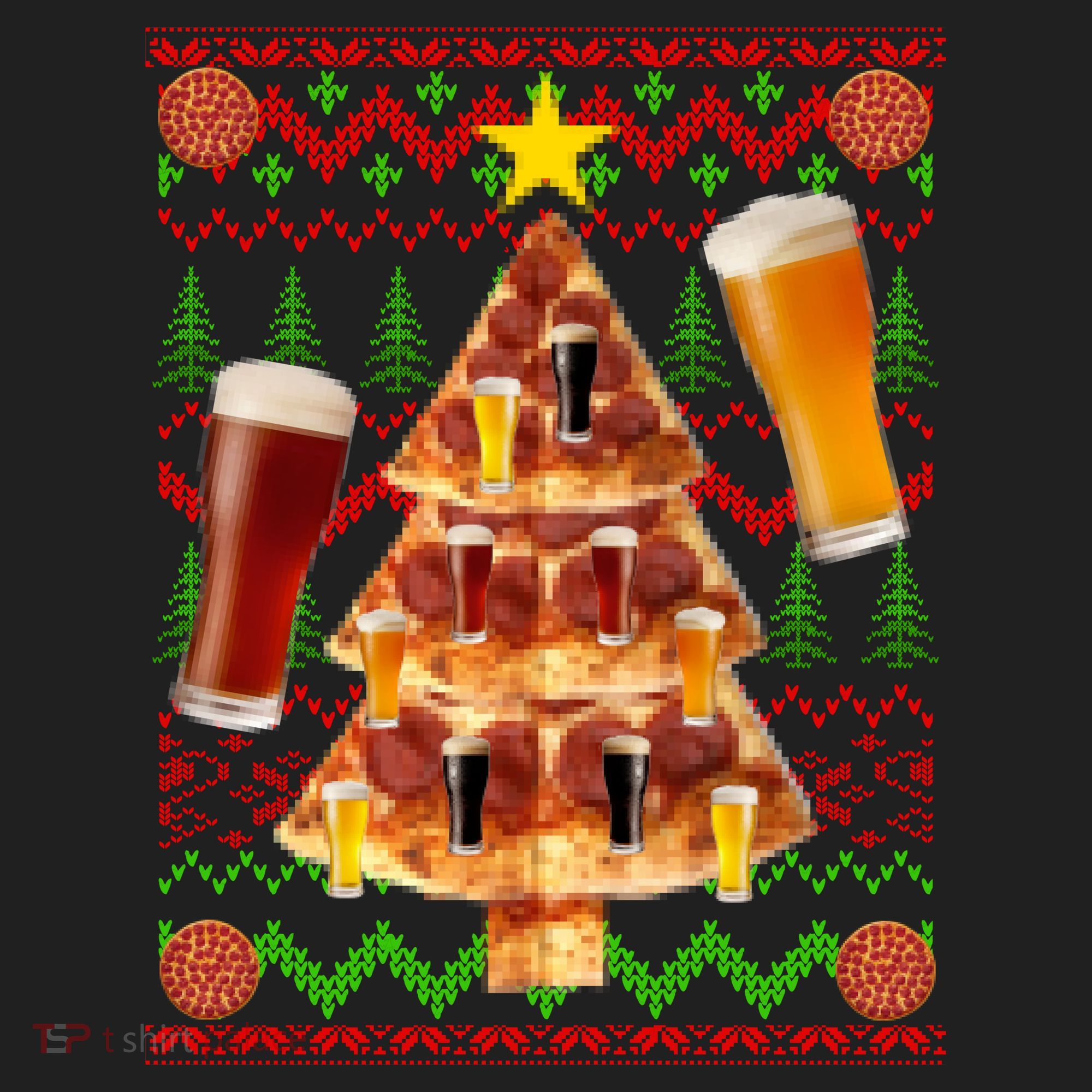 Pizza and Beer Ugly Christmas Sweater Hat