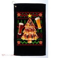 Pizza and Beer Ugly Christmas Sweater Golf Towel thumb 0