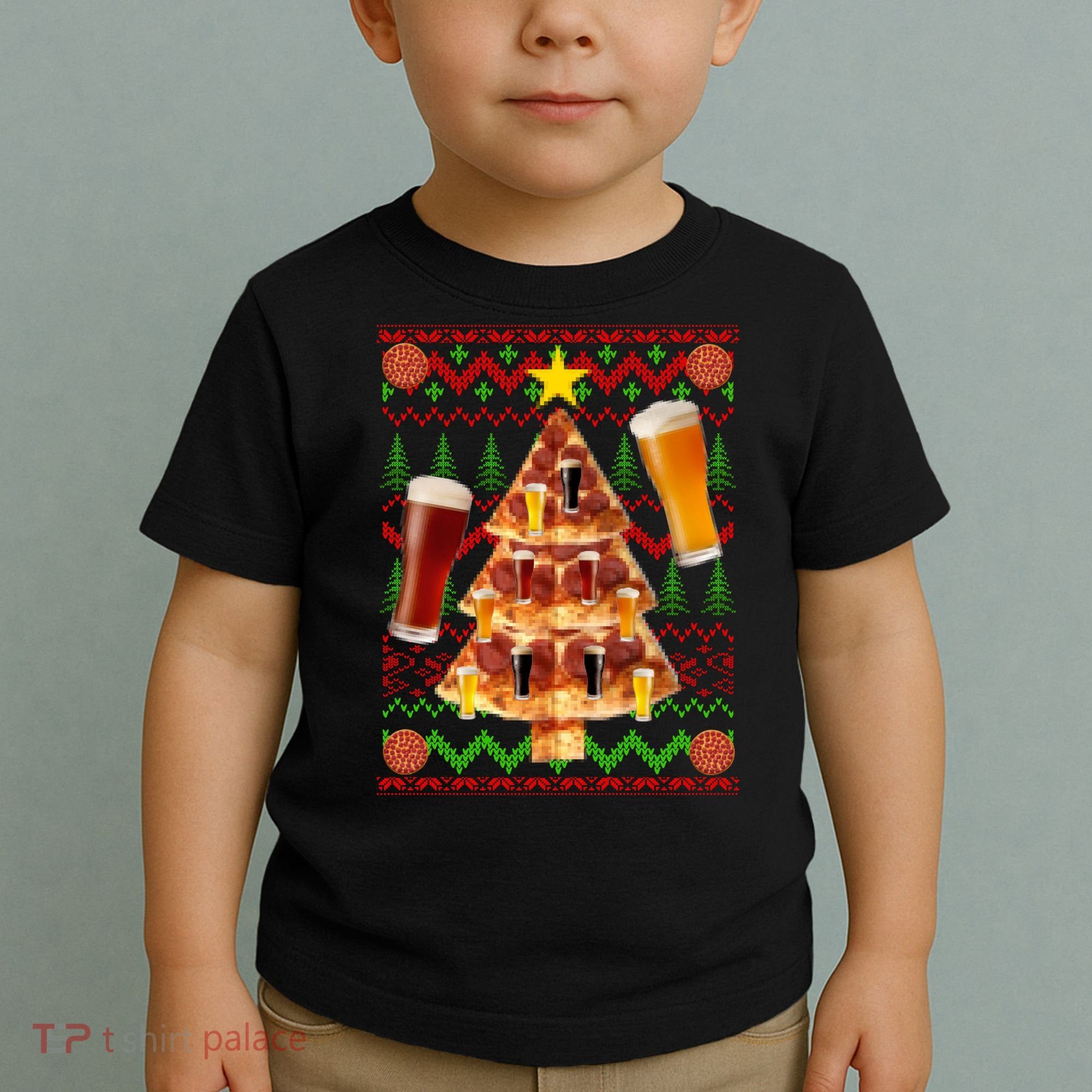 Pizza and Beer Ugly Christmas Sweater Toddler T-Shirt