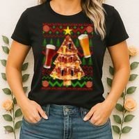Pizza and Beer Ugly Christmas Sweater Women's T-Shirt thumb 2