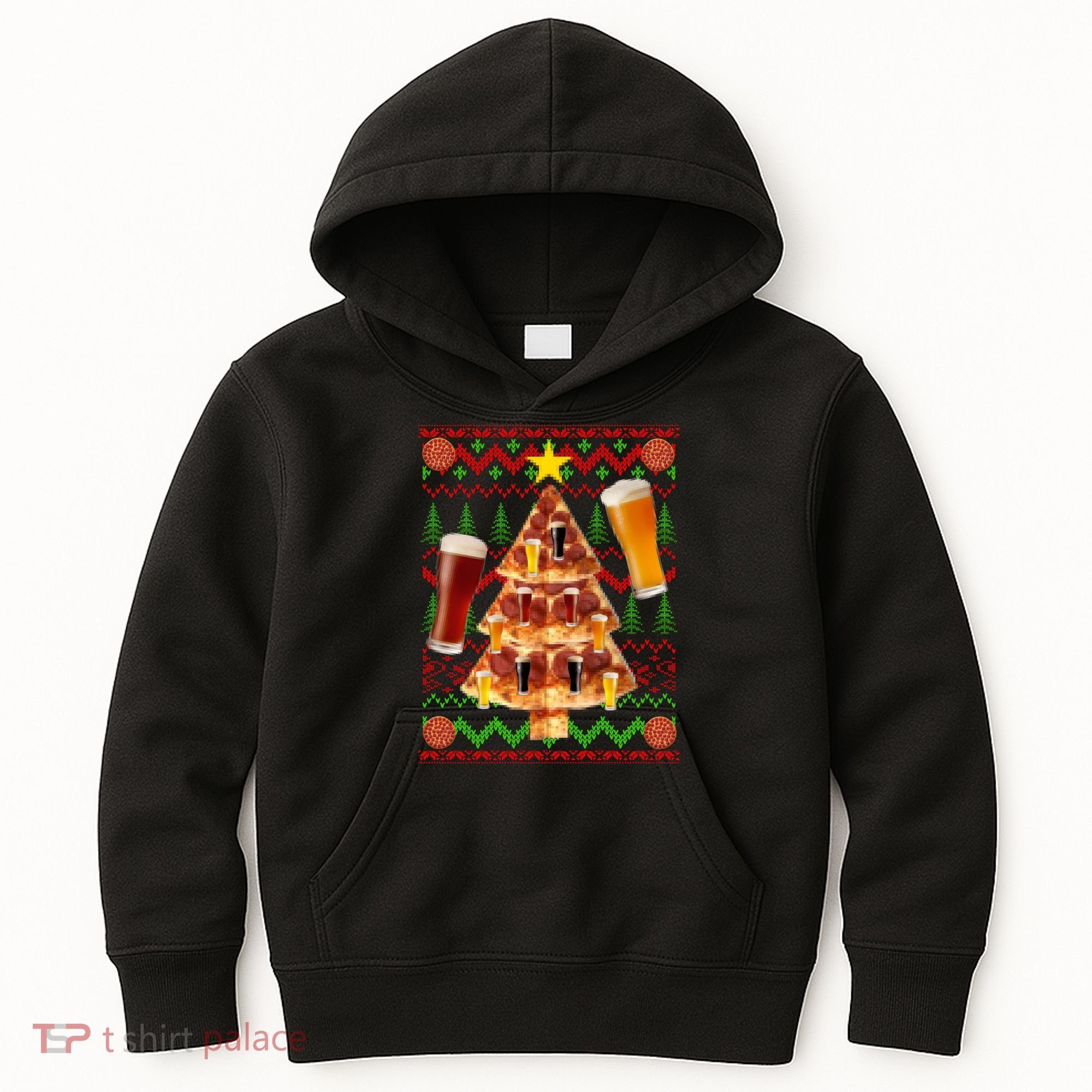 Pizza and Beer Ugly Christmas Sweater Kids Hoodie