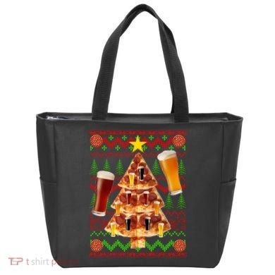 Pizza and Beer Ugly Christmas Sweater Tote Bag