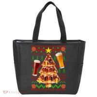 Pizza and Beer Ugly Christmas Sweater Tote Bag thumb 0