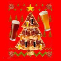 Pizza and Beer Ugly Christmas Sweater Santa Hat thumb 1