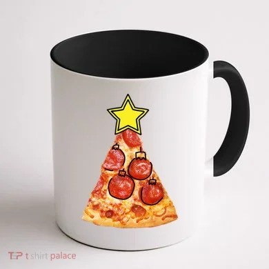 Pizza Christmas Tree Star Coffee Mug back