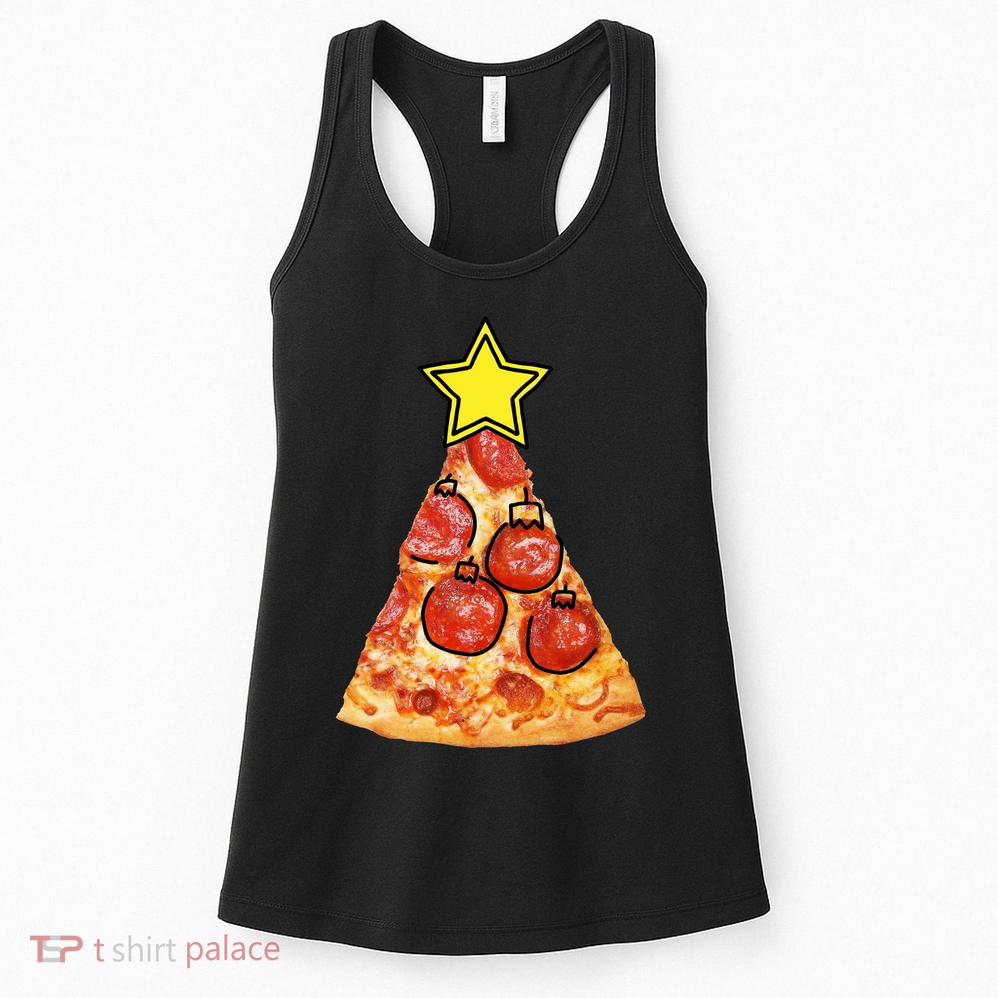 Pizza Christmas Tree Star Women's Tank Top