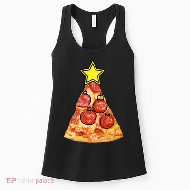Pizza Christmas Tree Star Women's Tank Top