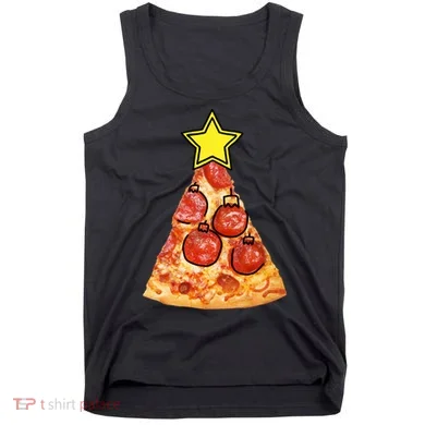 Pizza Christmas Tree Star Tank Top