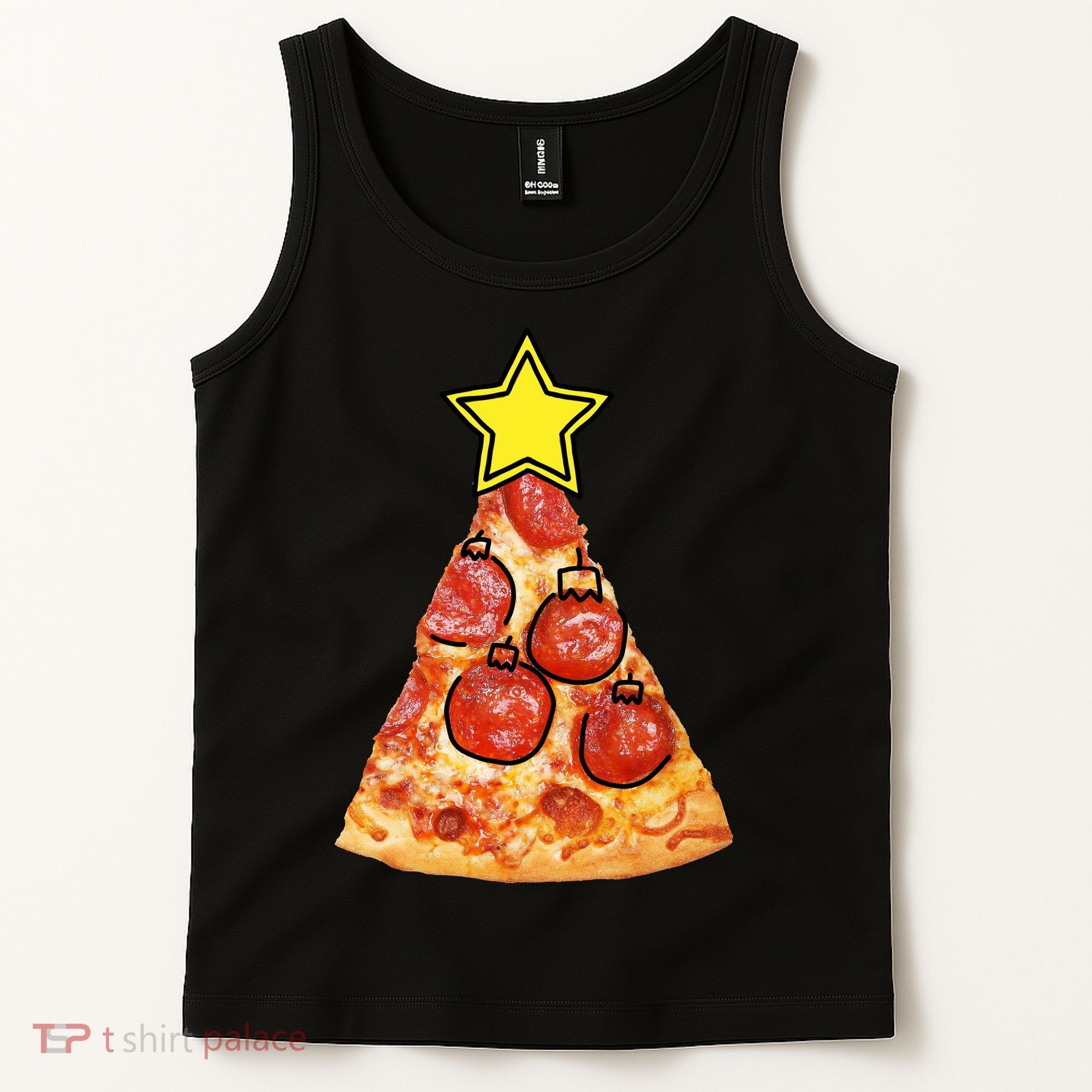 Pizza Christmas Tree Star Tank Top