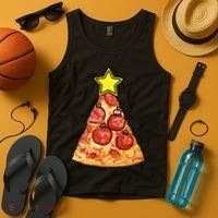 Pizza Christmas Tree Star Tank Top thumb 4