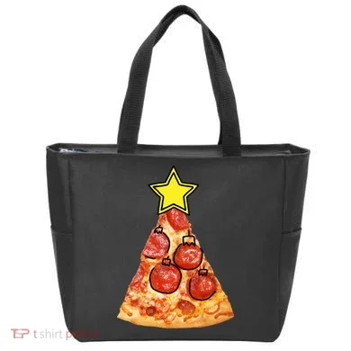 Pizza Christmas Tree Star Tote Bag