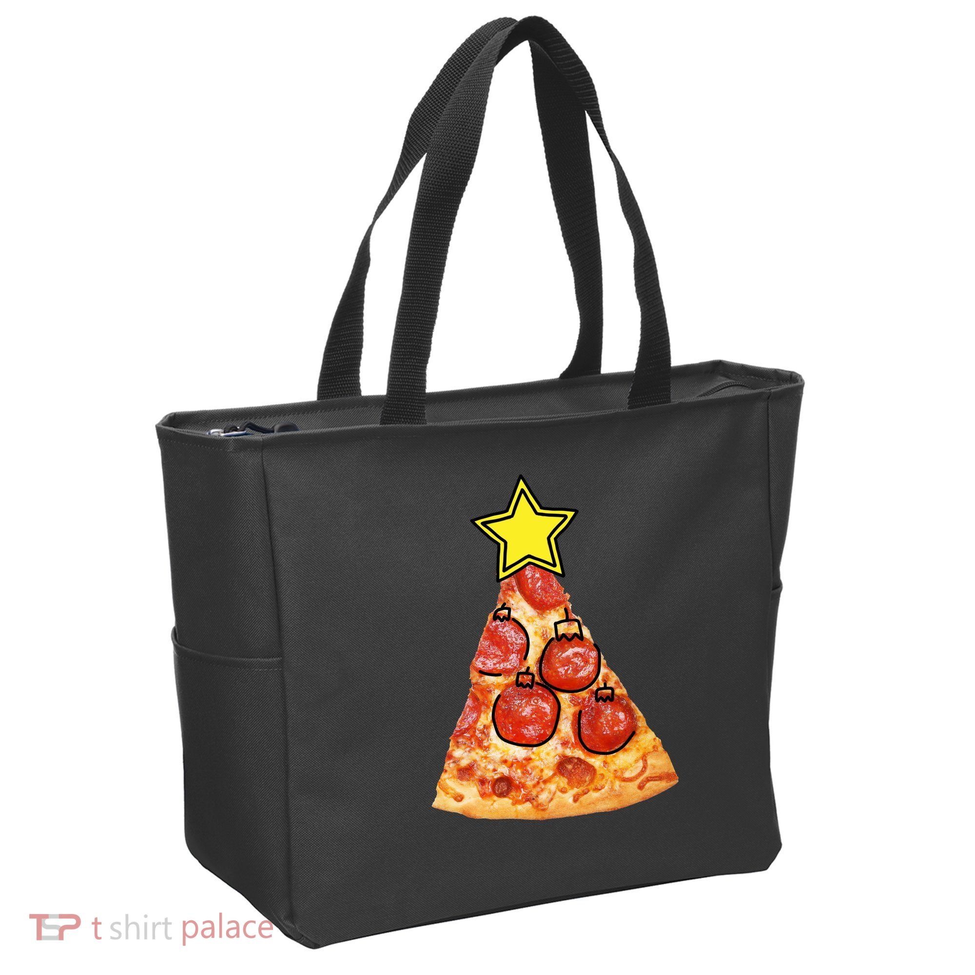 Pizza Christmas Tree Star Tote Bag