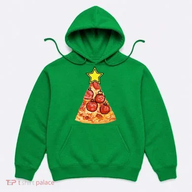 Pizza Christmas Tree Star Hoodie