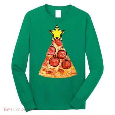 Pizza Christmas Tree Star Long Sleeve Shirt