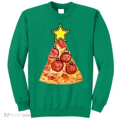 Pizza Christmas Tree Star Sweatshirt