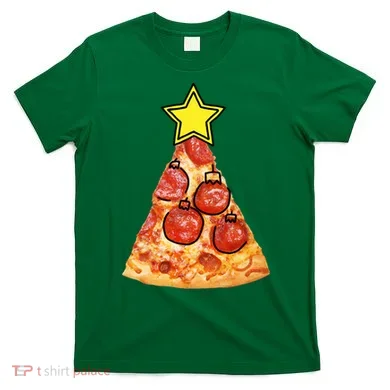 Pizza Christmas Tree Star T-Shirt