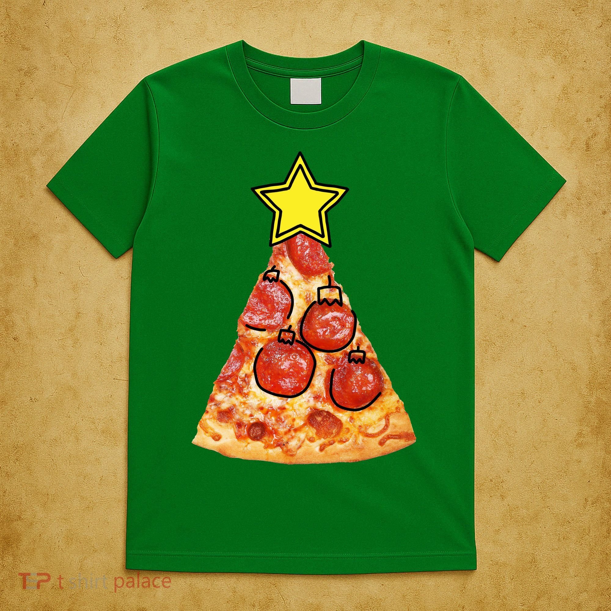 Pizza Christmas Tree Star T-Shirt