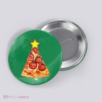 Pizza Christmas Tree Star Button