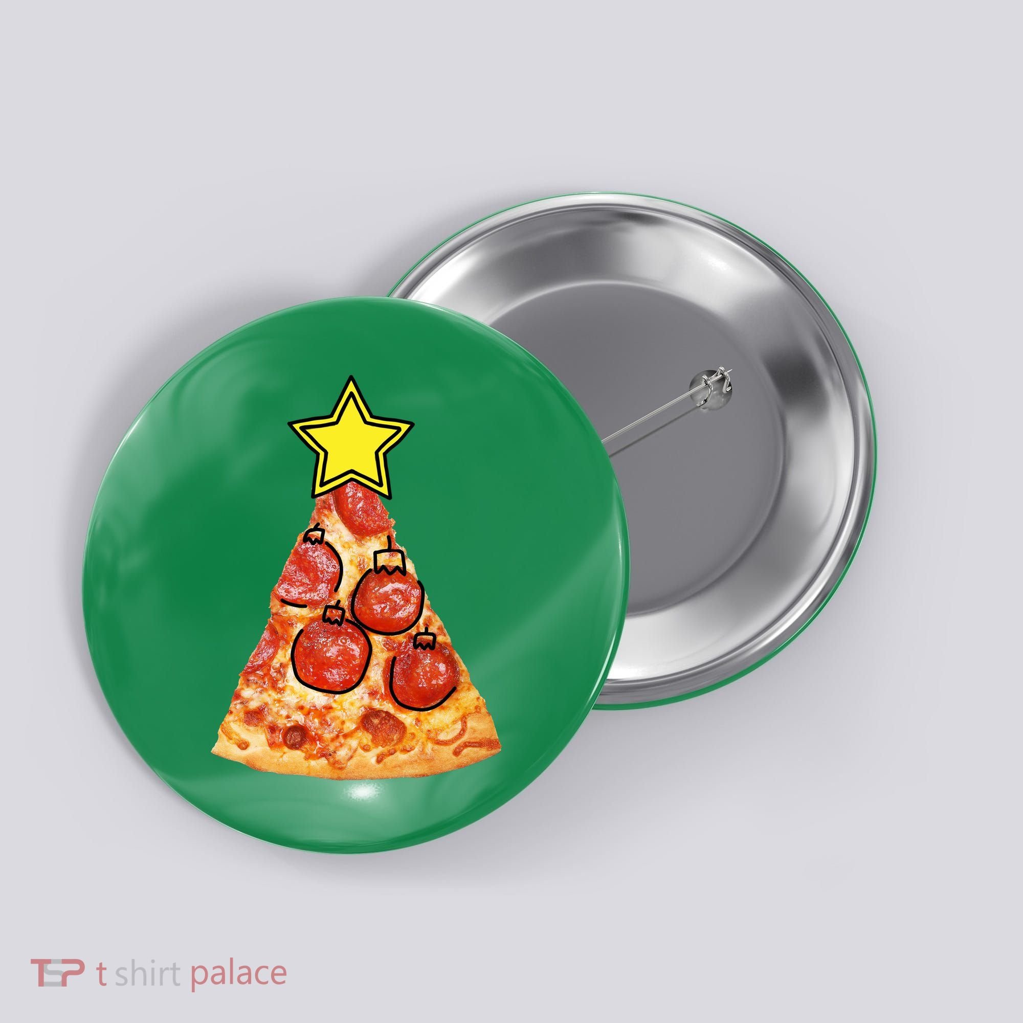 Pizza Christmas Tree Star Button