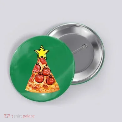 Pizza Christmas Tree Star Button
