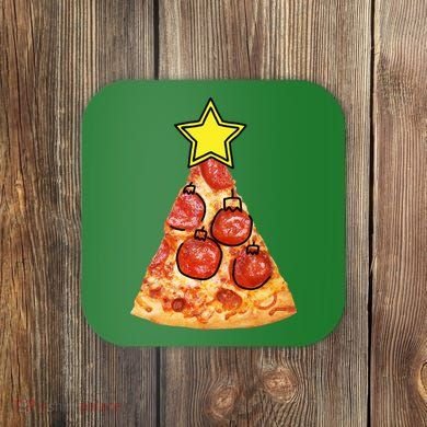 Pizza Christmas Tree Star Coaster