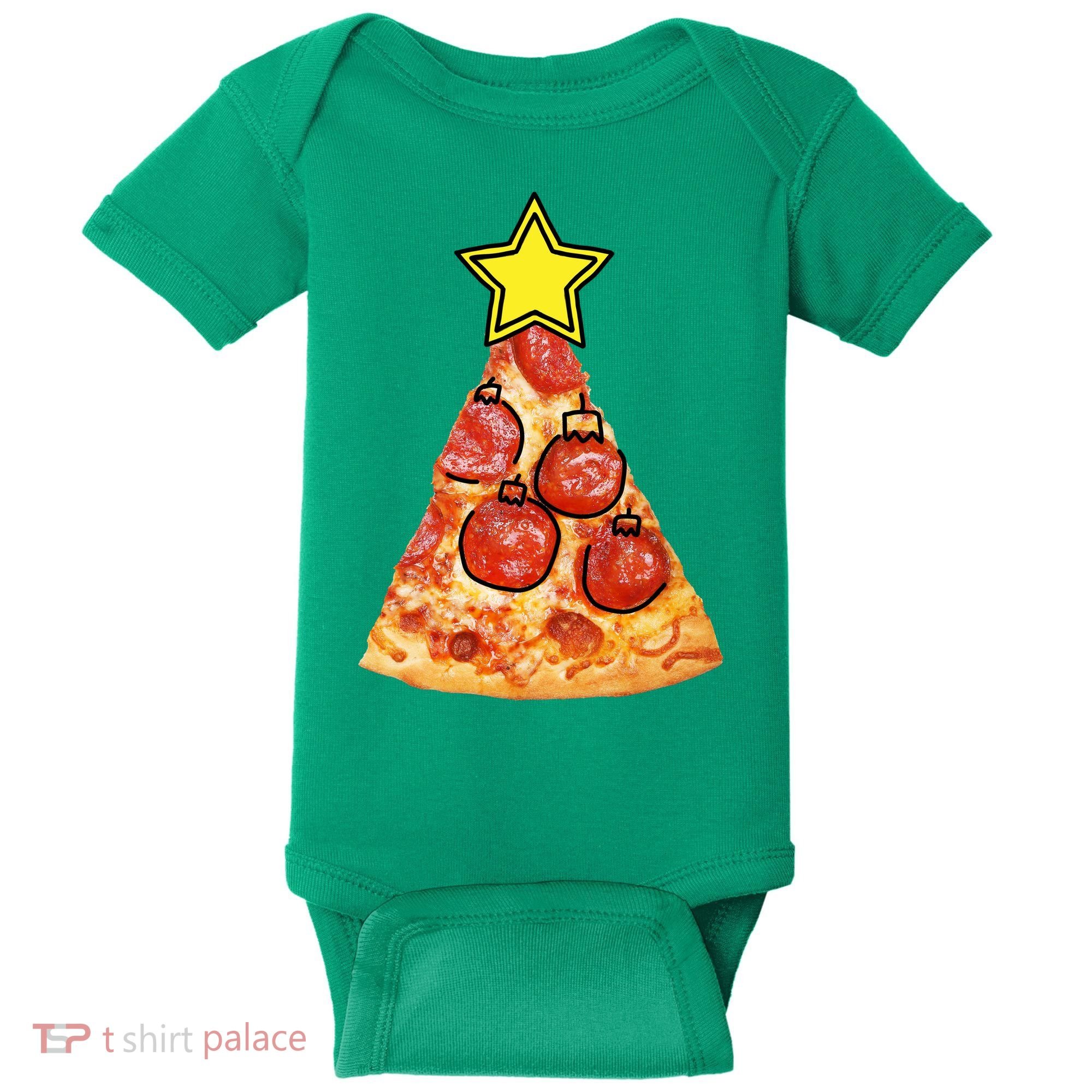 Pizza Christmas Tree Star Baby Bodysuit