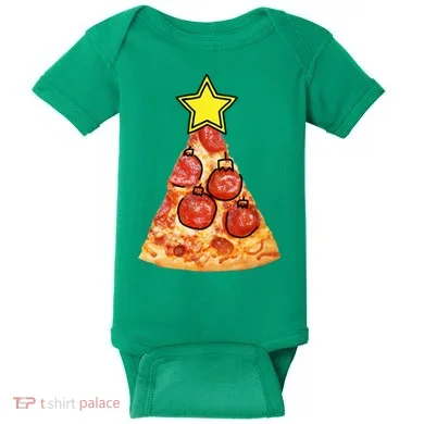 Pizza Christmas Tree Star Baby Bodysuit