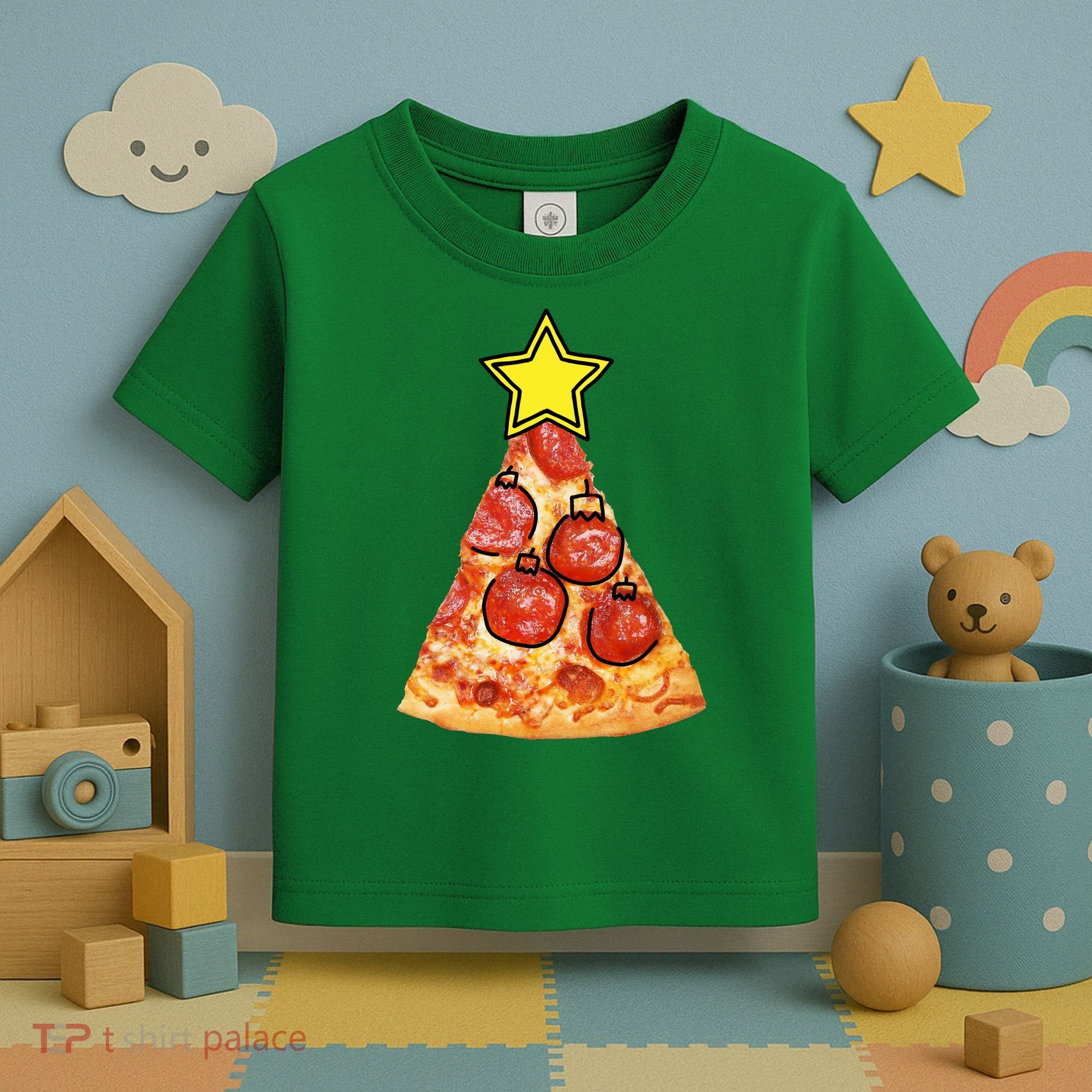 Pizza Christmas Tree Star Toddler T-Shirt