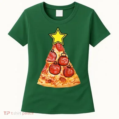 Pizza Christmas Tree Star Women's T-Shirt