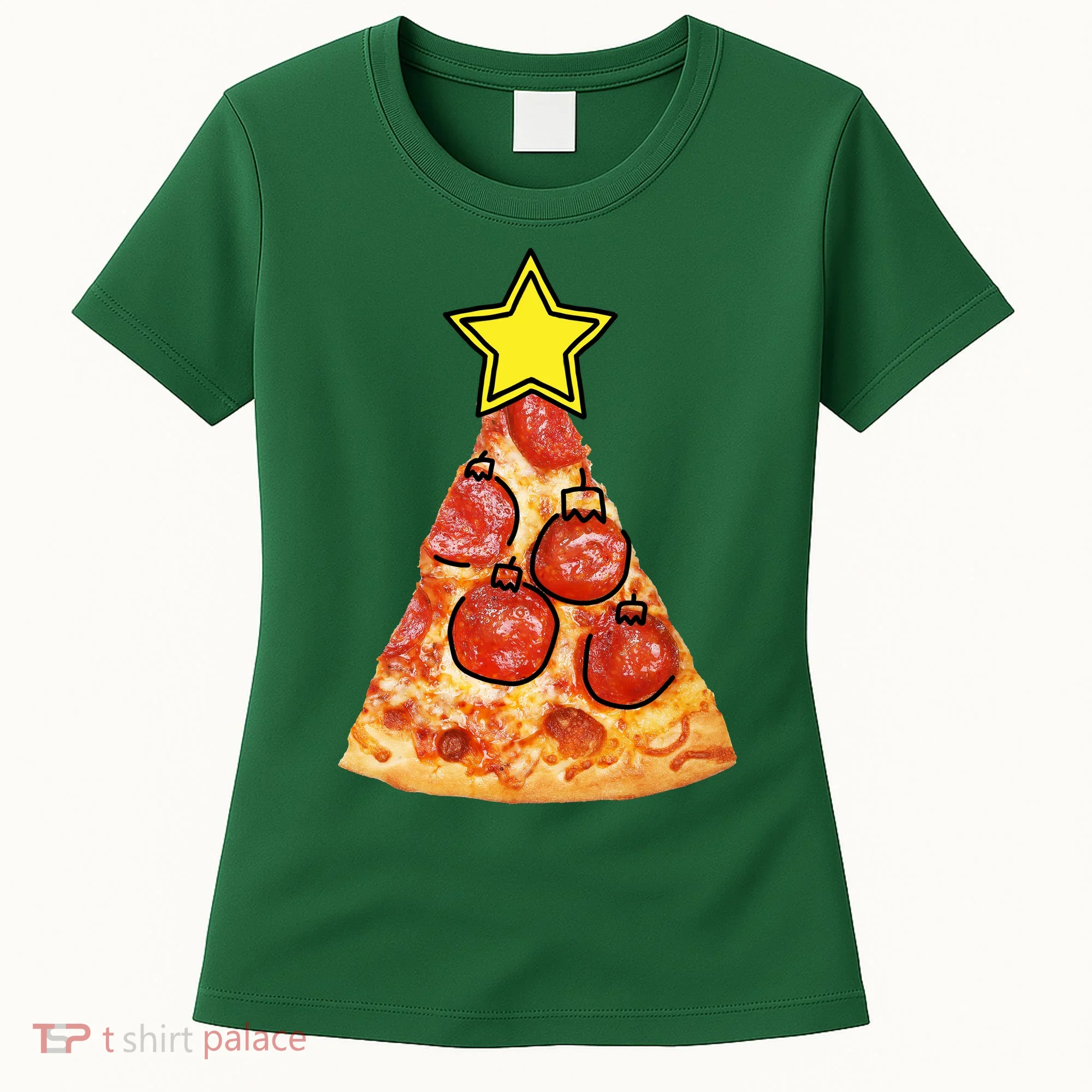 Pizza Christmas Tree Star Women's T-Shirt