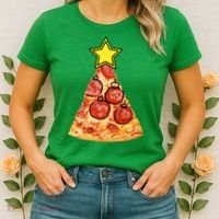 Pizza Christmas Tree Star Women's T-Shirt thumb 2