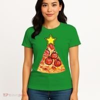Pizza Christmas Tree Star Women's T-Shirt thumb 4