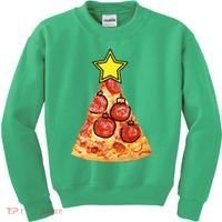 Pizza Christmas Tree Star Kids Sweatshirt thumb 0
