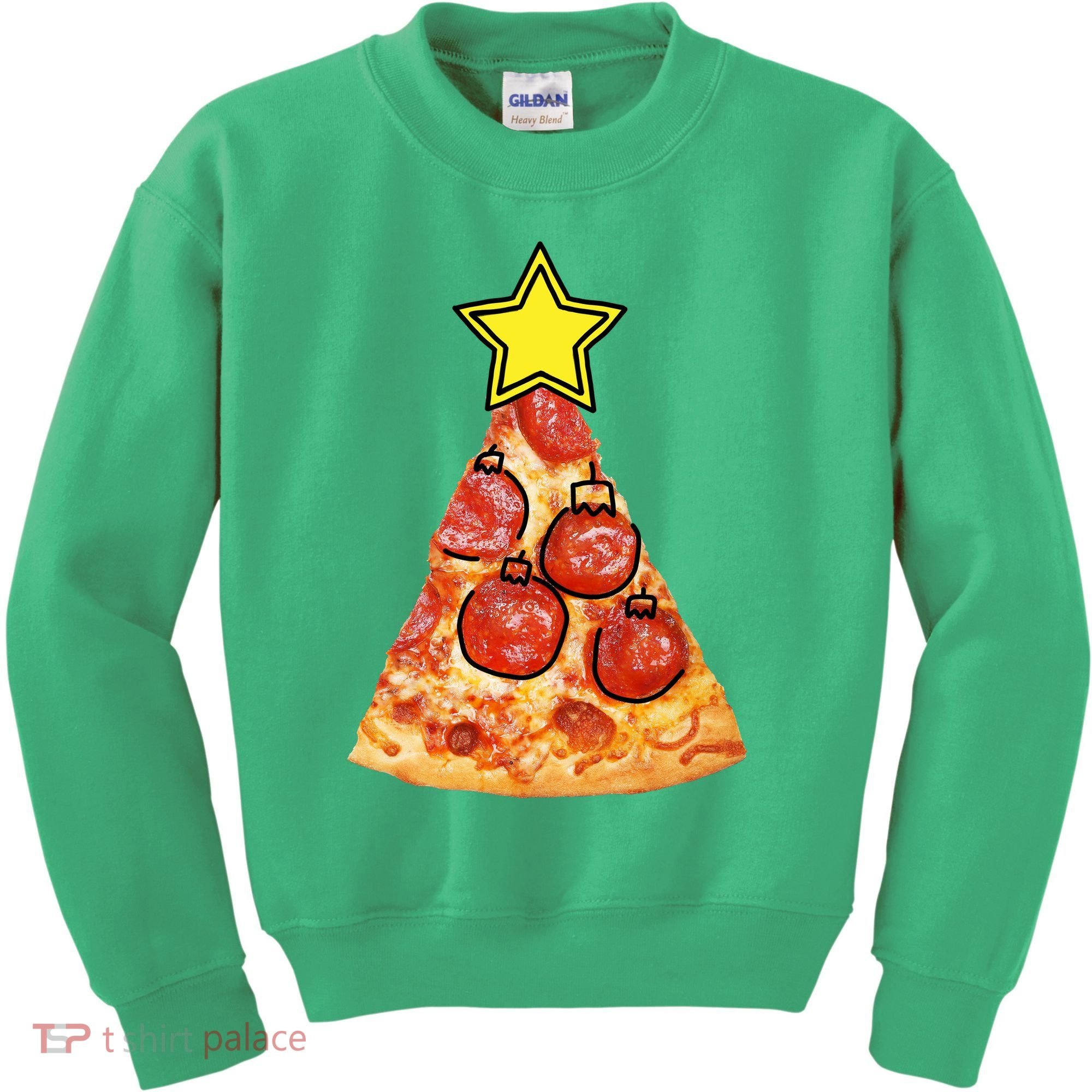 Pizza Christmas Tree Star Kids Sweatshirt