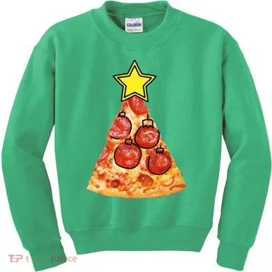 Pizza Christmas Tree Star Kids Sweatshirt