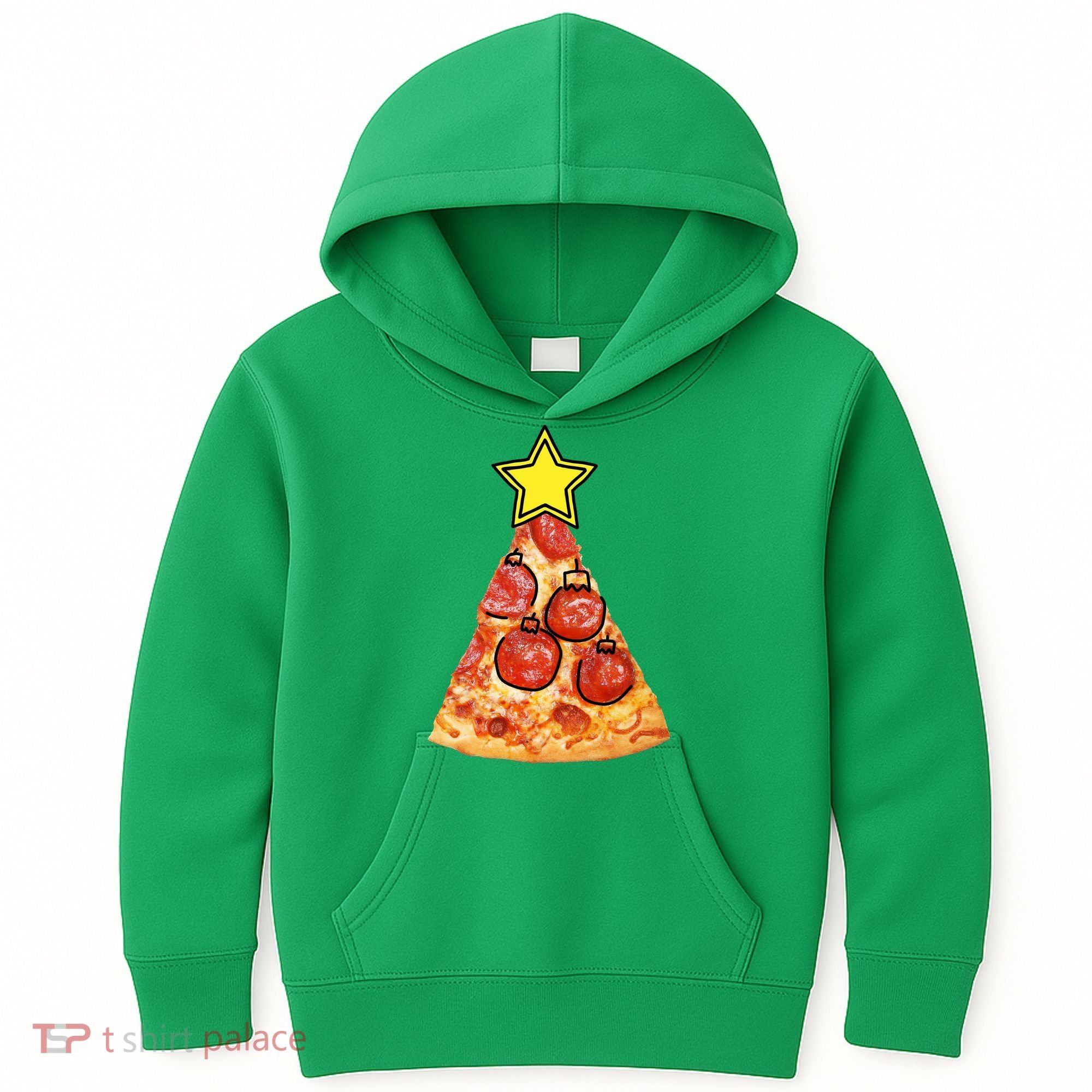 Pizza Christmas Tree Star Kids Hoodie
