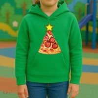 Pizza Christmas Tree Star Kids Hoodie thumb 3