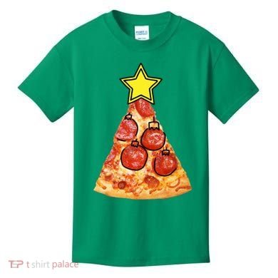 Pizza Christmas Tree Star Kids T-Shirt