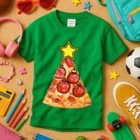 Pizza Christmas Tree Star Kids T-Shirt thumb 3