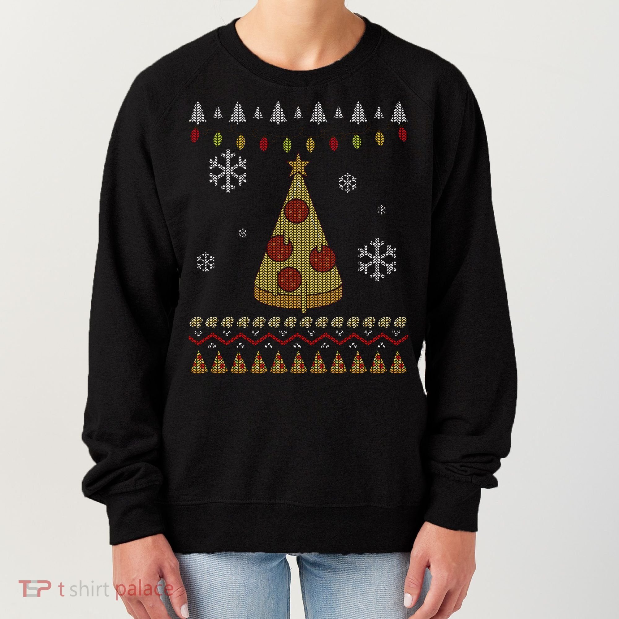 Pizza Christmas Tree Ugly Women's Sweatshirt