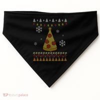 Pizza Christmas Tree Ugly USA-Made Doggie Bandana thumb 0