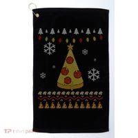 Pizza Christmas Tree Ugly Golf Towel thumb 0