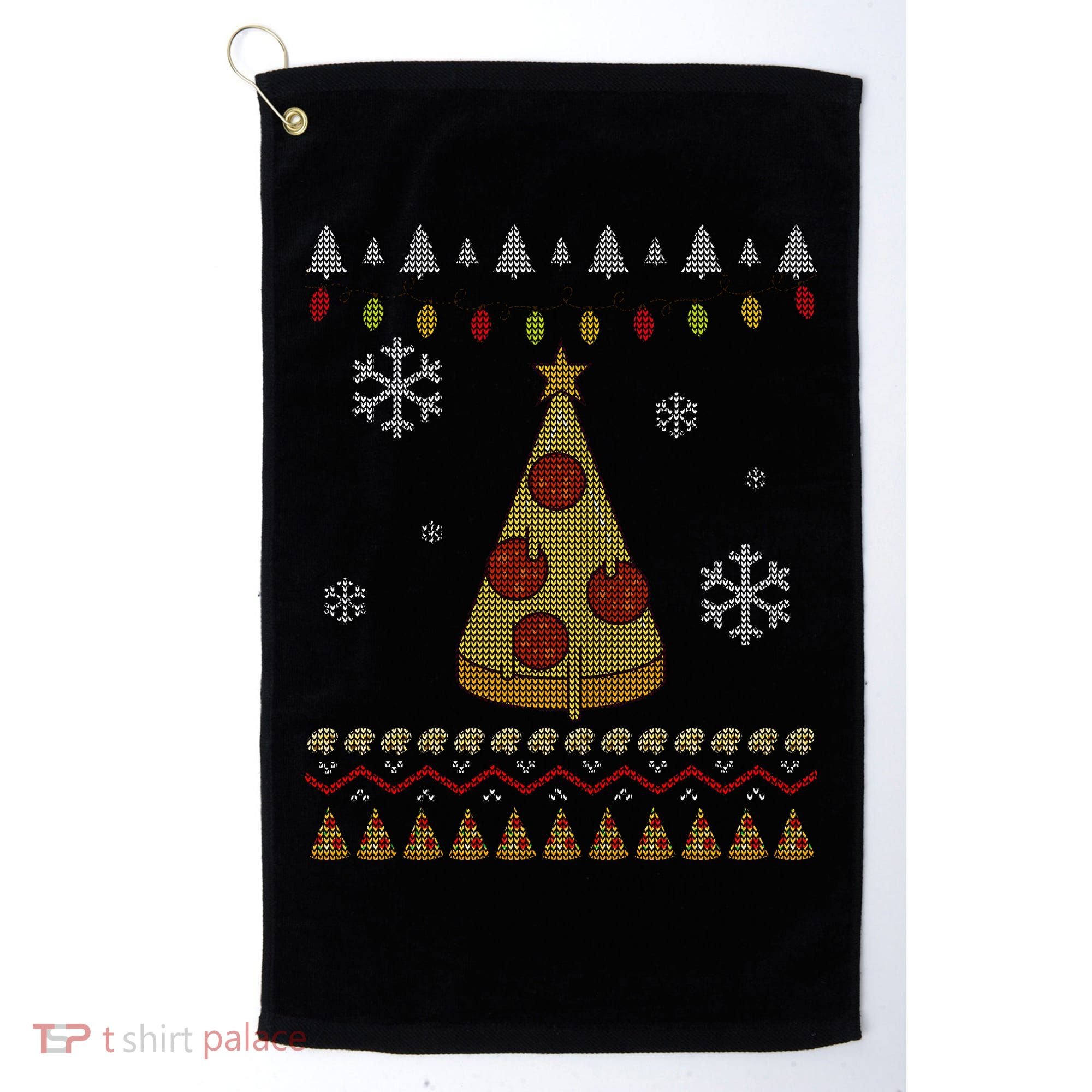 Pizza Christmas Tree Ugly Golf Towel