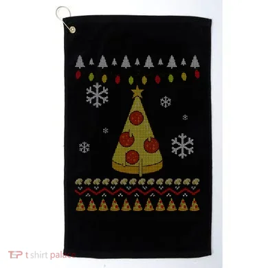 Pizza Christmas Tree Ugly Golf Towel