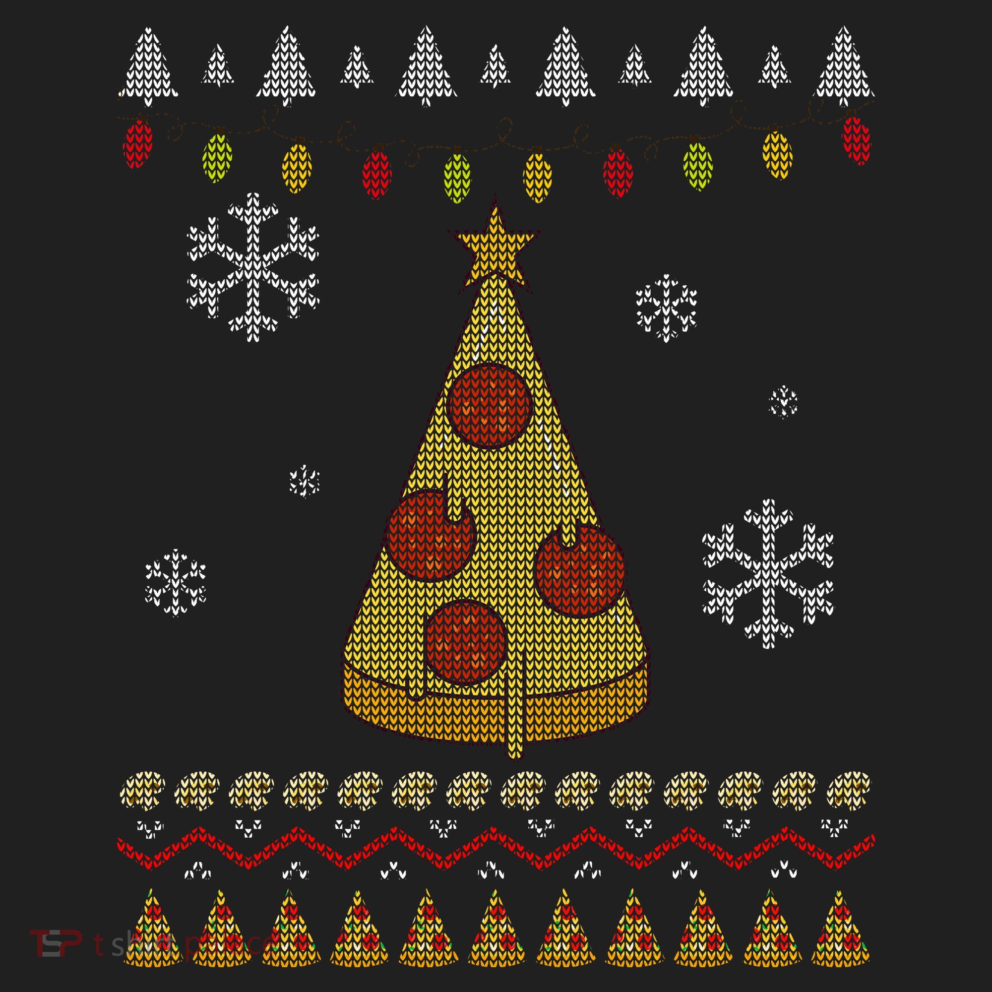 Pizza Christmas Tree Ugly Golf Towel