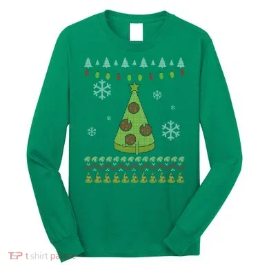 Pizza Christmas Tree Ugly Long Sleeve Shirt